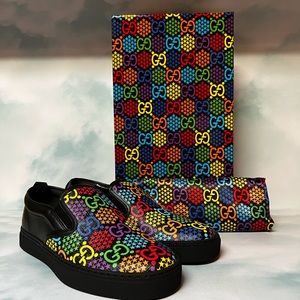 Gucci GG Supreme Monogram Psychedelic Slip On Sneaker Black Multi Sz 6.5G/ 7.5US